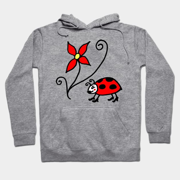 Cute Ladybug with Flower Hoodie by Michelle Le Grand